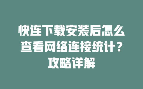 快连下载安装后怎么查看网络连接统计？攻略详解 二